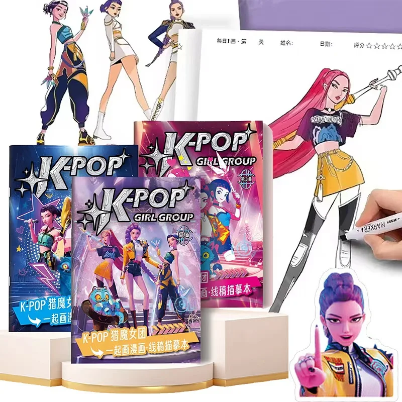 كتاب رسم تتبع صياد شيطان Kpop - كتاب تلوين رسم خط الرسوم المتحركة، هدية رسم للأطفال للعطلات #2