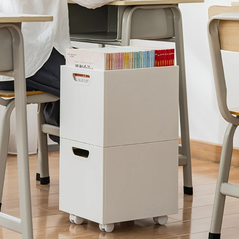 Boîte rangement en plastique pour livres, boîte rangement livres mobiles, panier rangement capacité pour