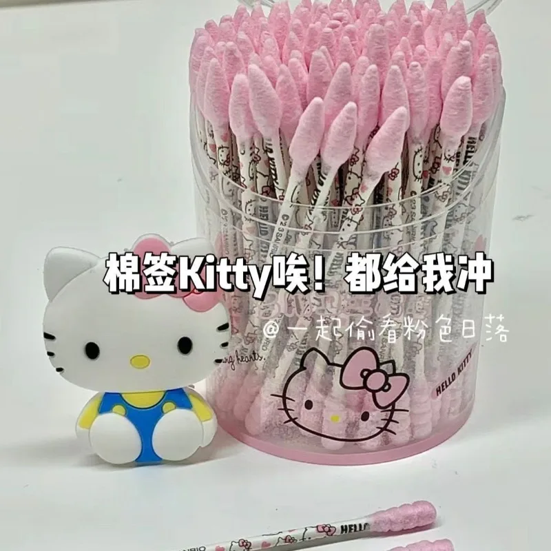 Hello Kitty, Sanrio, Kuromi cotton swab, disposable hygiene, high beauty makeup, spiral cleaning, ear cleaning, cute and cute