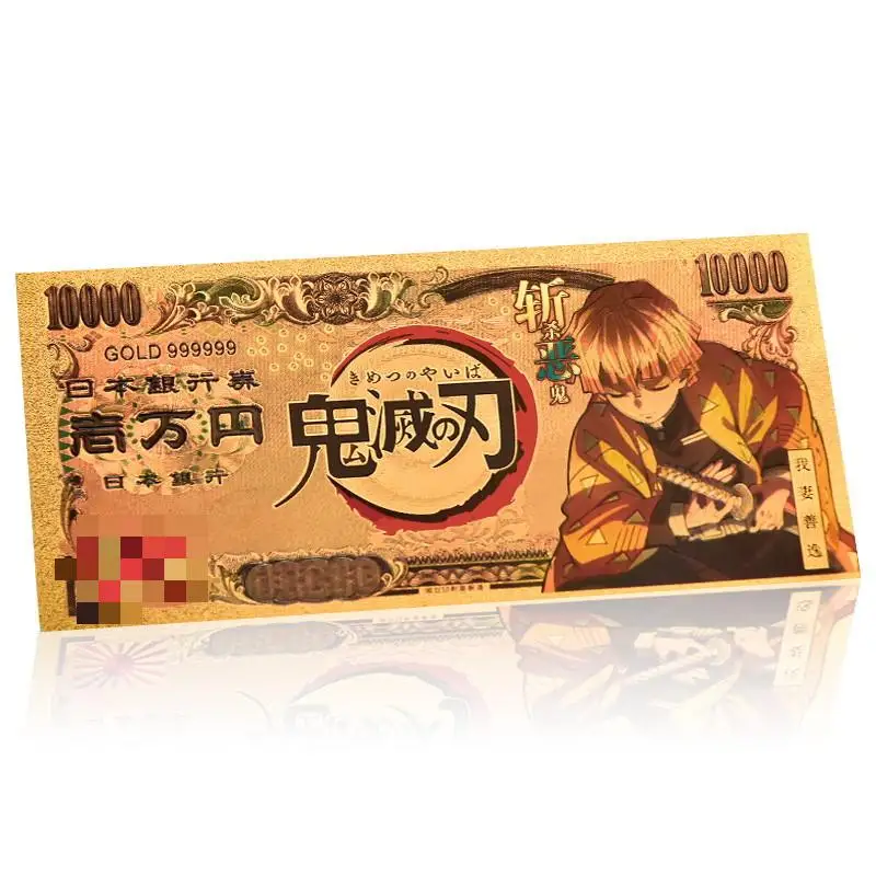 Demon Slayer Tanjiro Nezuko Gold Commemorative Banknote Coins Collectible Notes Anime Products Toys Best Gifts