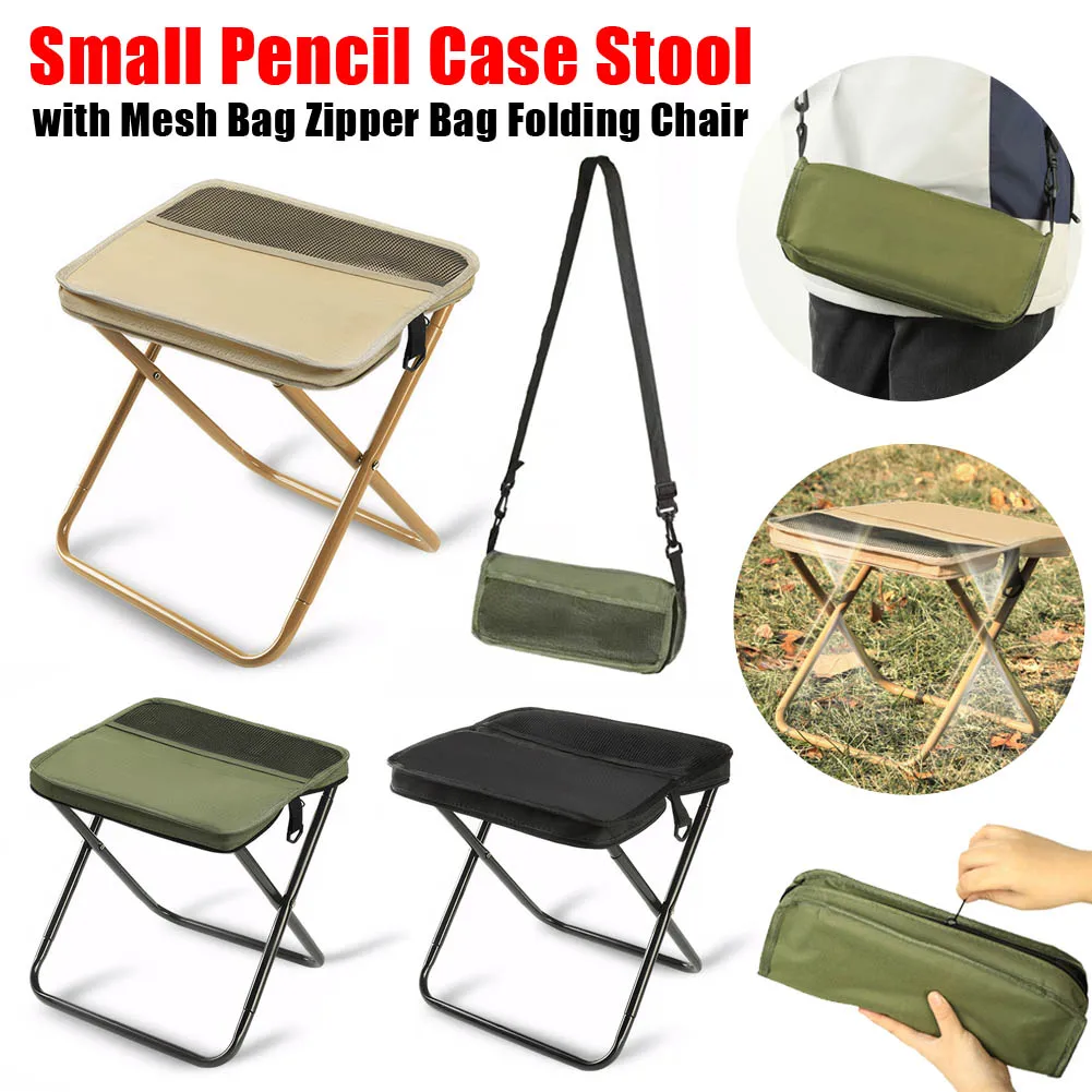 

Outdoor Portable Fishing Stool with Mesh Bag Zipper Bag Folding Chair Lightweight for Picnic Gardening Barbecuing Hiking