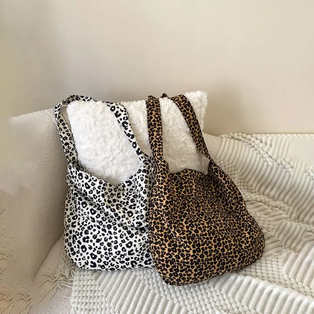 Printed Leopard Canvas Bag Crossbody Bag Leopard Print Print Cloth Bag Large Capacity Tote Bag Canvas Shoulder Bag