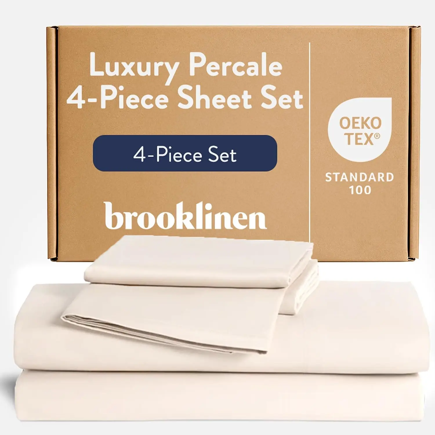 Percale 4-Pc Sheet Set for Hot Sleepers, Luxury - Queen, Cream