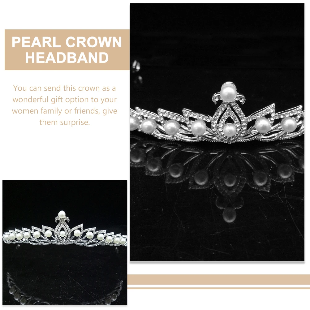 

Pearl Wedding Crown Headpiece Crystal Headband Bridal Crowns Rhinestone Pearl Alloy White Color Stylish Birthday Dance Banquet