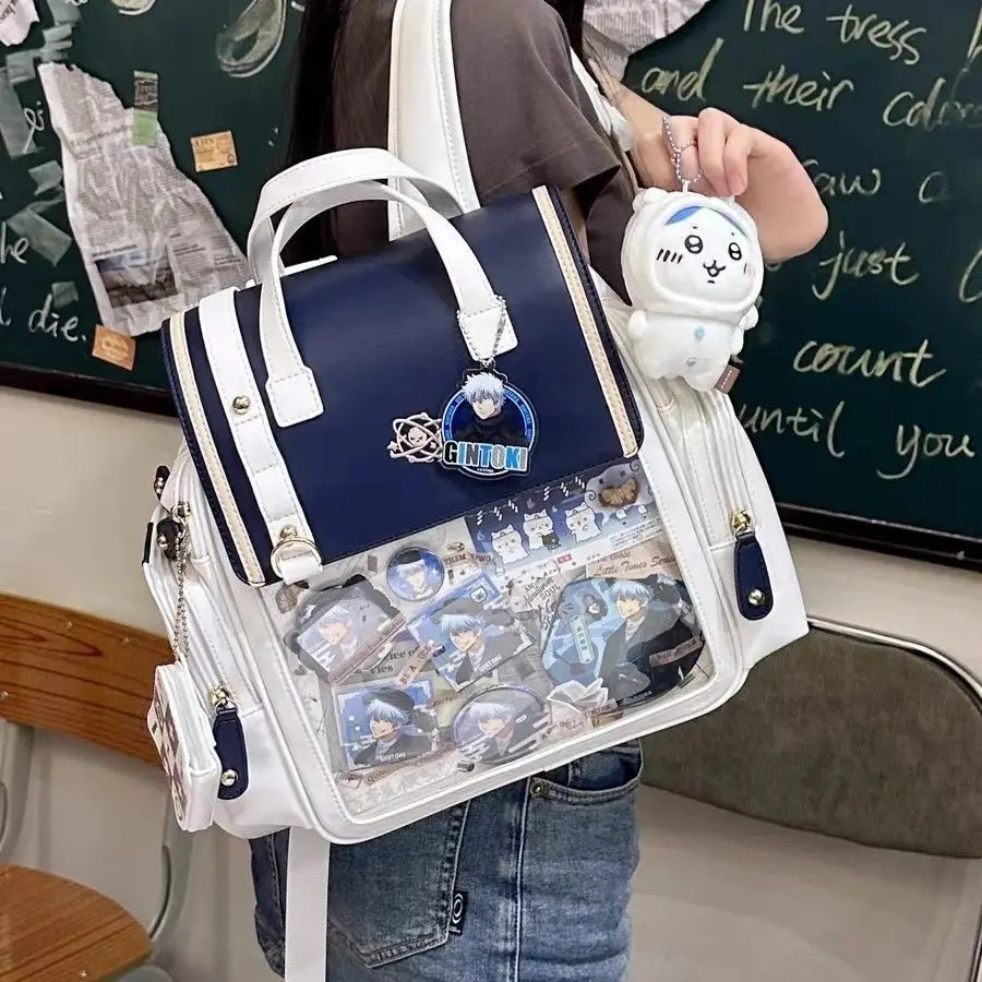 Cute Sweet College Fashionable Itabag Transparent Blue Backpack Large Capacity Commute Shoulder Women\'s Bag