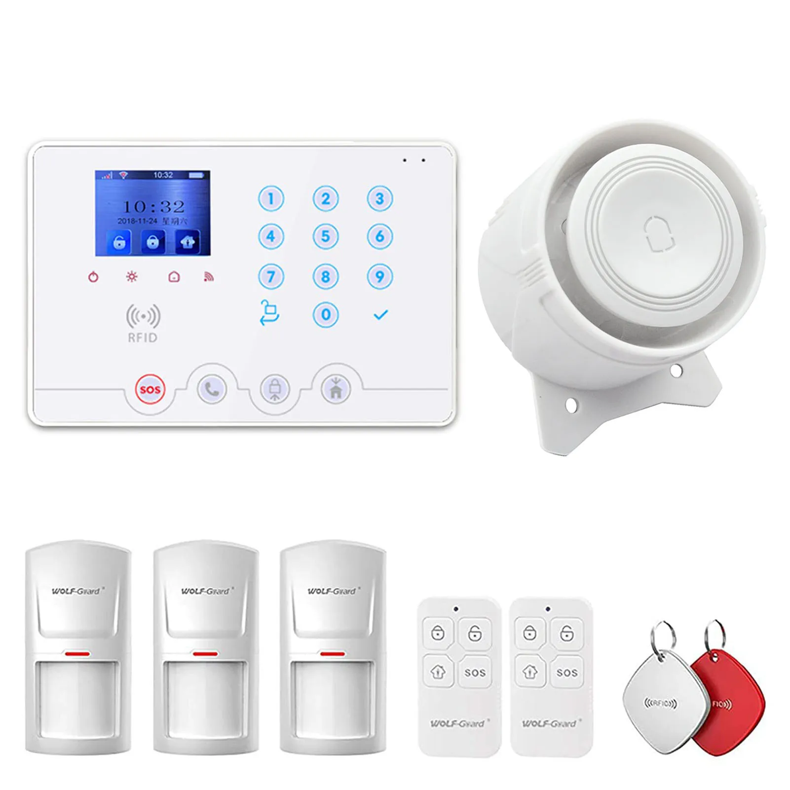 Wolf Guard W4Q 4G WiFi Home Security Alarm System with Motion Sensor, RFID