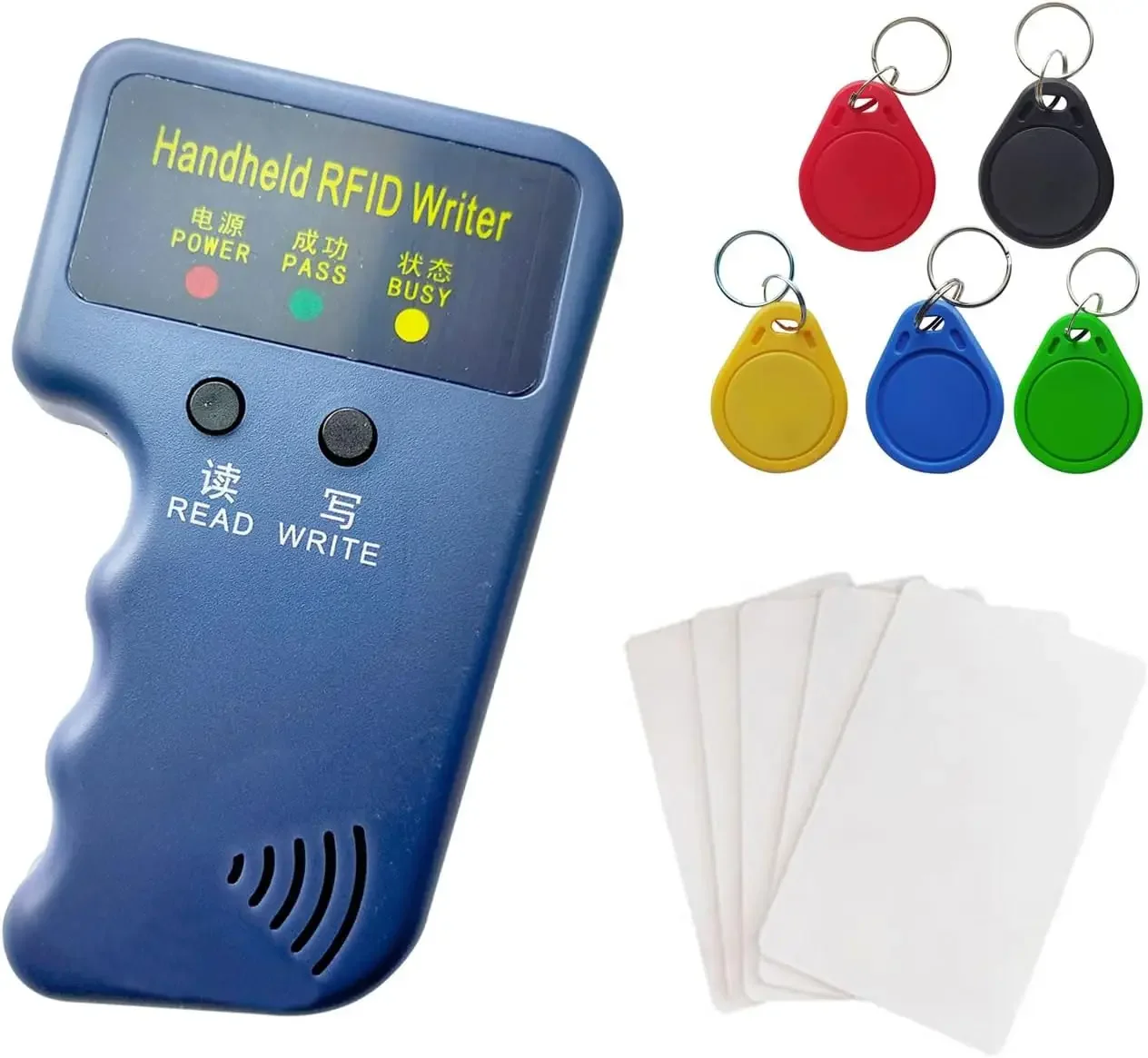 

Writer Duplicator Programmer EM Handheld RFID Copier Card Reader Support EM5200 4100 EM4305/ T5577 Rewritable 125Khz Keyfob tag
