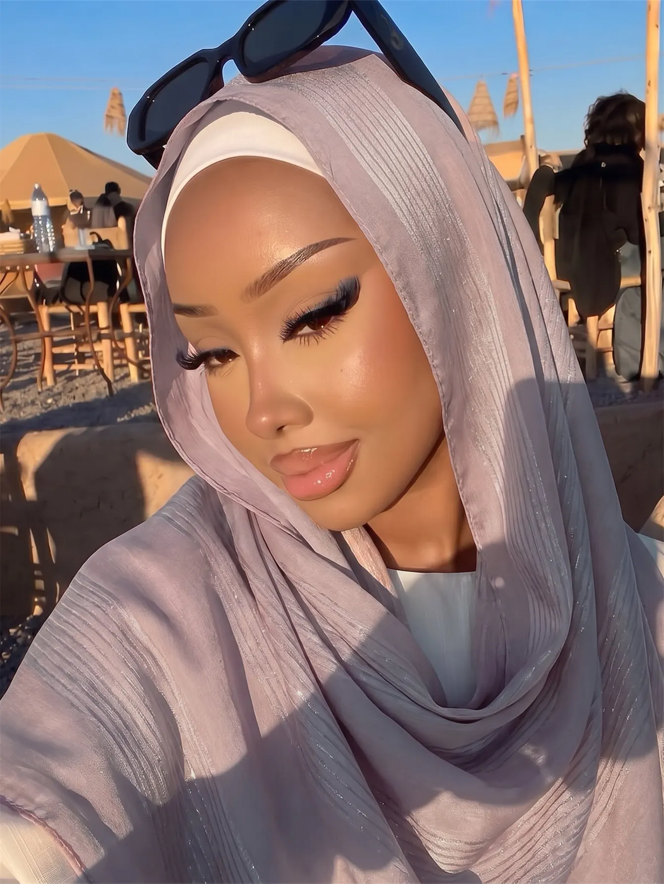 Shiny Silk Long Scarf Soft Solid Shawls Headscarf Foulard 2026 Women's Muslim Islamic Arab Wrap Head Turban For Women Scar