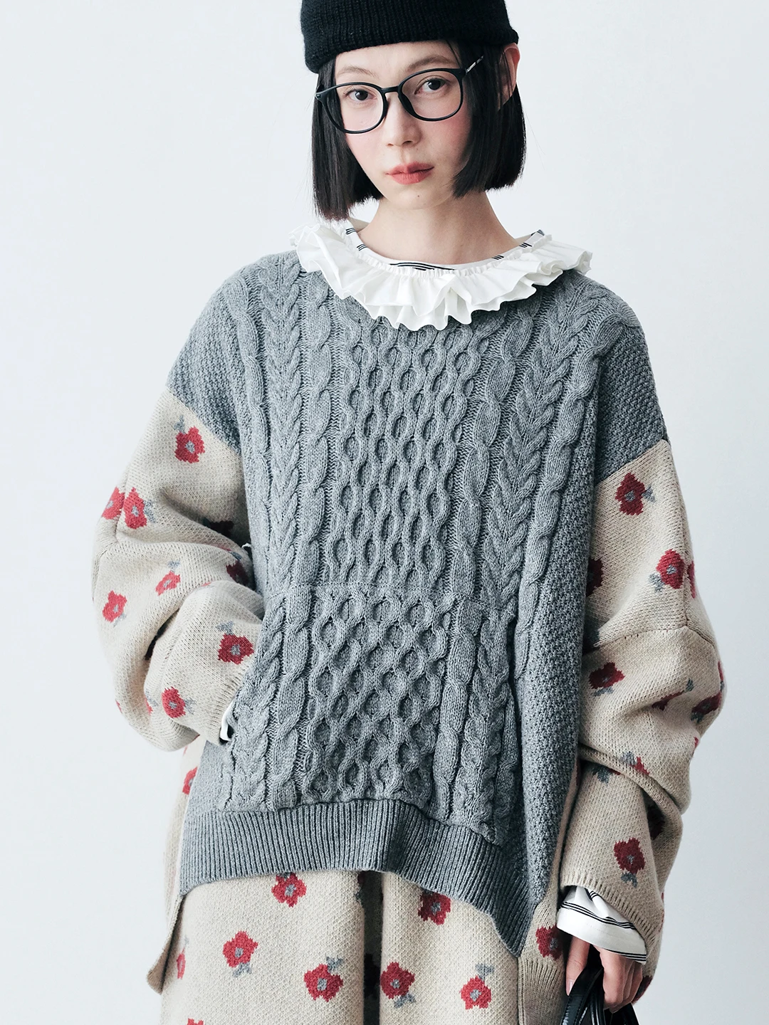 IMAKOKONI original design autumn and winter long sleeved knitted flower warm sweater for women 244795