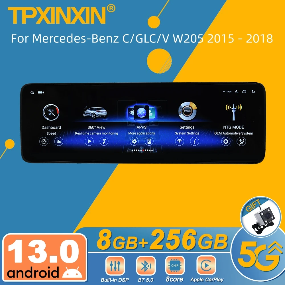 

For Mercedes-Benz C/GLC/V W205 2015 - 2018 Android Car Radio 2Din Stereo Receiver Autoradio Multimedia Player GPS Navi Head Unit