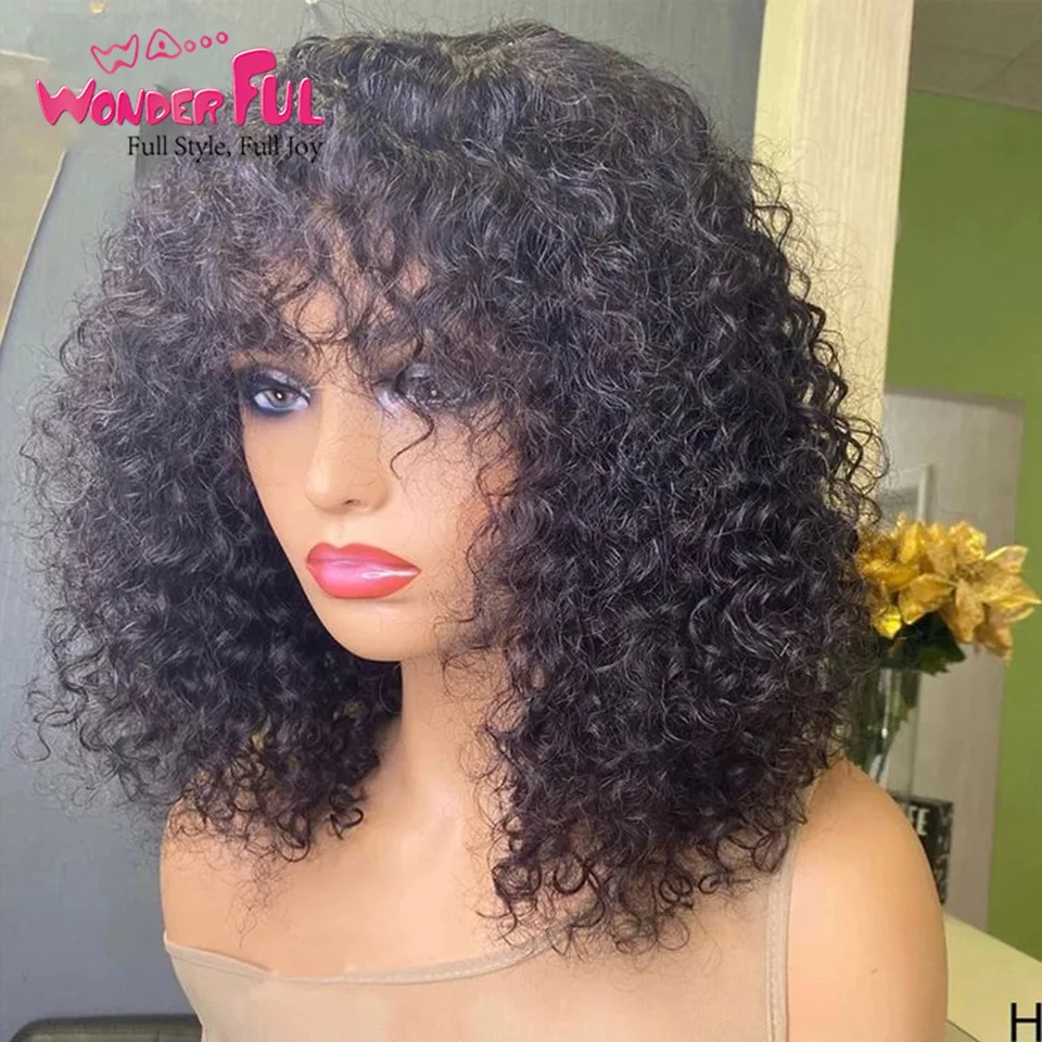 Wig Bob rambut manusia keriting Brasil, P4/27 dan Ombre T1B/33 P1b/30 gelombang air dalam dengan poni untuk WANITA HITAM