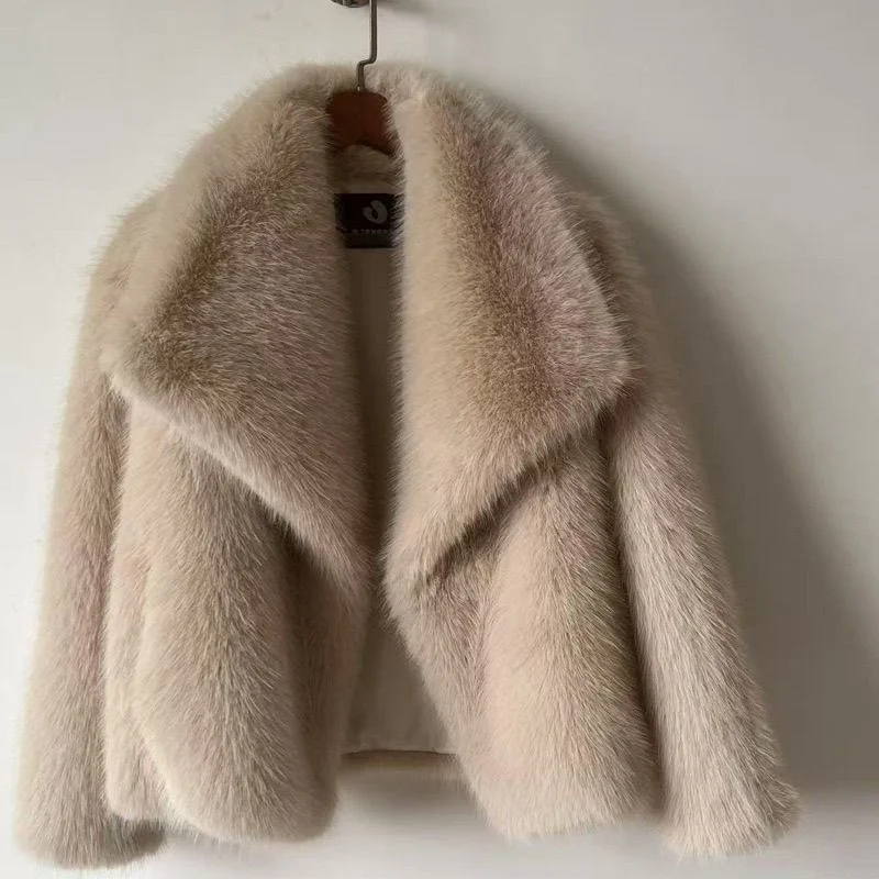 2027 European American New Fox Coat Women Lapels Fashion Fur Jacket Autumn Winter Explosions Overwear Mao Mao Outwear Female Top