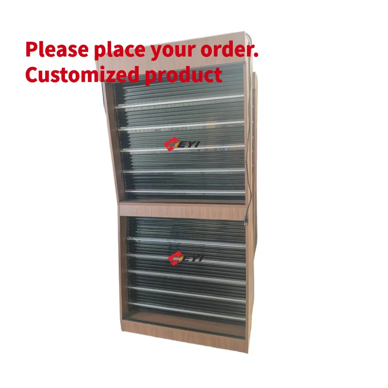 custom.Modern Eco-Friendly Glass & Wood Etagere Trading Card Display Baseball Sports Cards-Promotion Use