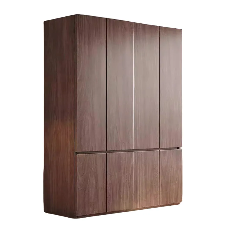 

Black walnut solid wood wardrobe log all solid wood modern simple bedroom home small apartment clothes storage cabinet