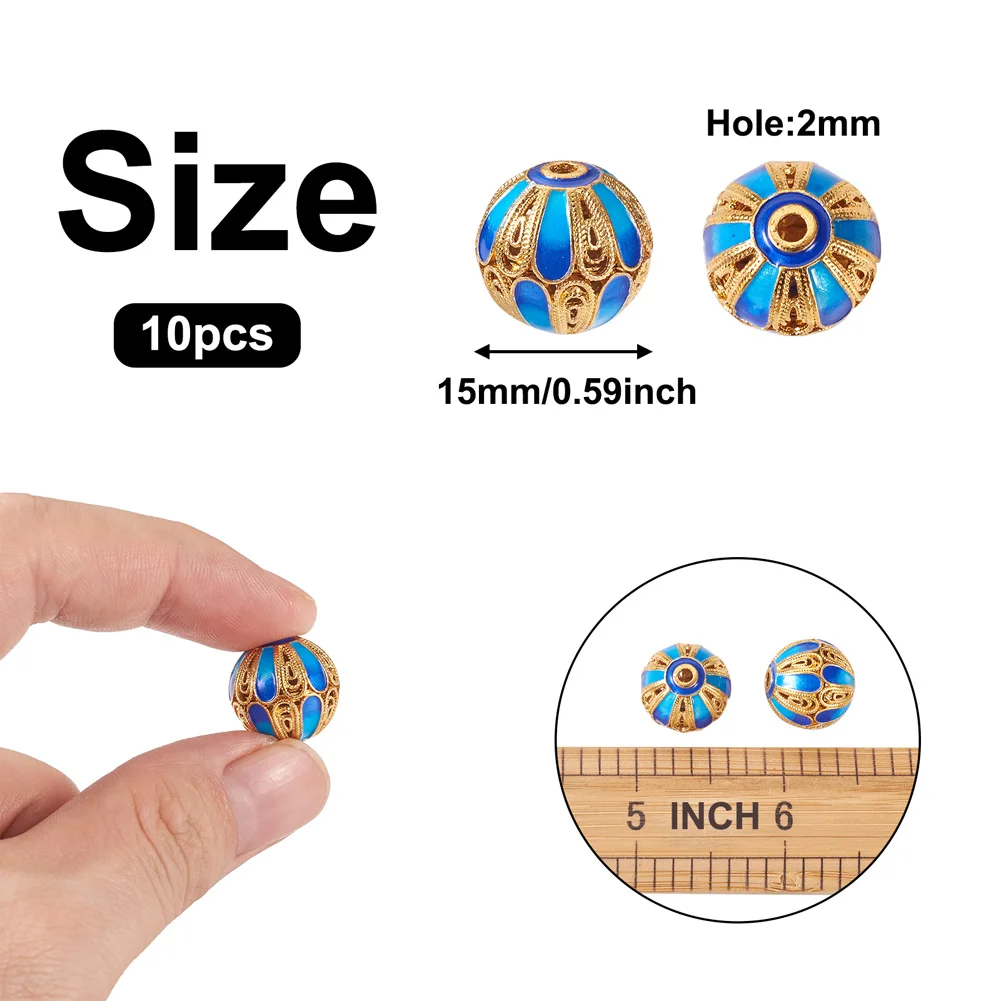 10Pcs 15Mm Messing Emaille Kralen Ronde Losse Spacer Charm Kralen Of Sieraden Maken Diy Oorbel Armband Ketting Craft levert