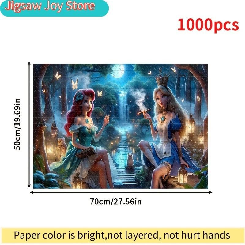 1000 stuks prinsessen voor Ariël en Alice in Wonderland mozaïekpuzzel - uitdagend puzzelspel met onregelmatige randen, dik karton