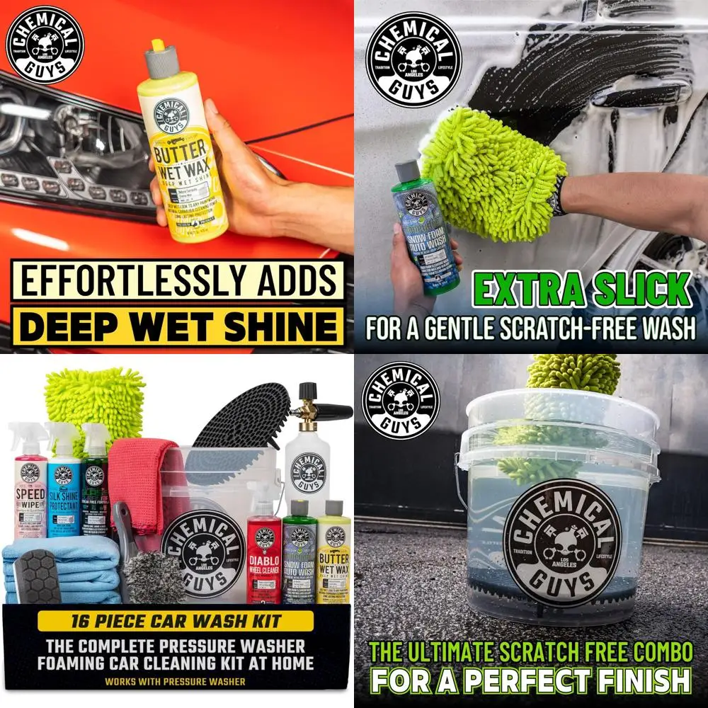 

Набор для мойки автомобилей Chemical Guys, 16 предметов, с пенопластовой пушкой, ведром и химикатами по уходу за 6 x 16 унций — набор для детализации автомобиля W