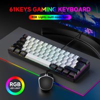 61 key RGB illuminated gaming wired keyboard  mouse set colorful MINI film black  white computer keyboard set ergonomic PC mouse