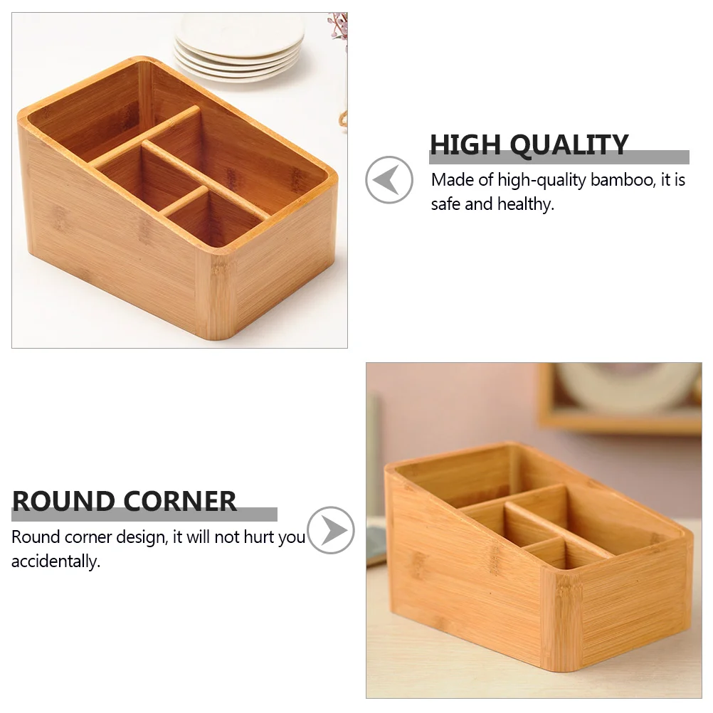 Bamboo Storage Box Makeup Organizer Jewelry Stand Holder Organizers Pen Case