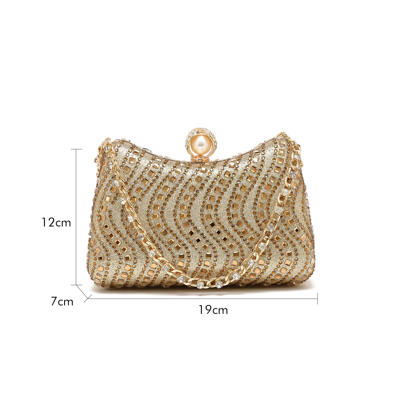 Bolso de mano de noche con diamantes de imitación de Color liso para mujer, cierre de perlas de lujo, elegancia Noble, único para banquetes, cena y fiesta
