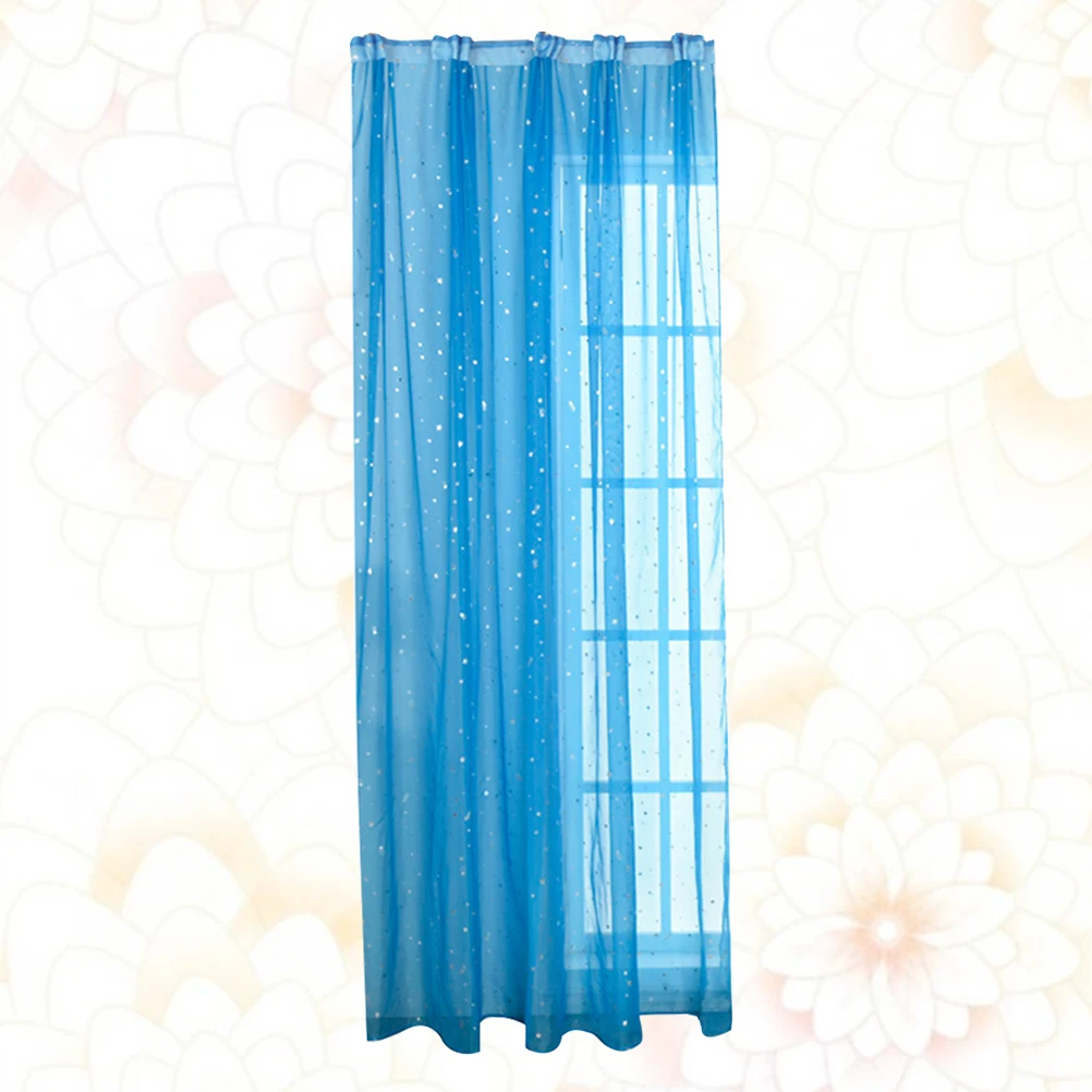 

1pcs Silver Foil Star Sheer Curtains 100X200Cm Blue For Bedroom Bathroom Window Light Filter Modern Decor Voile Tulle Curtain