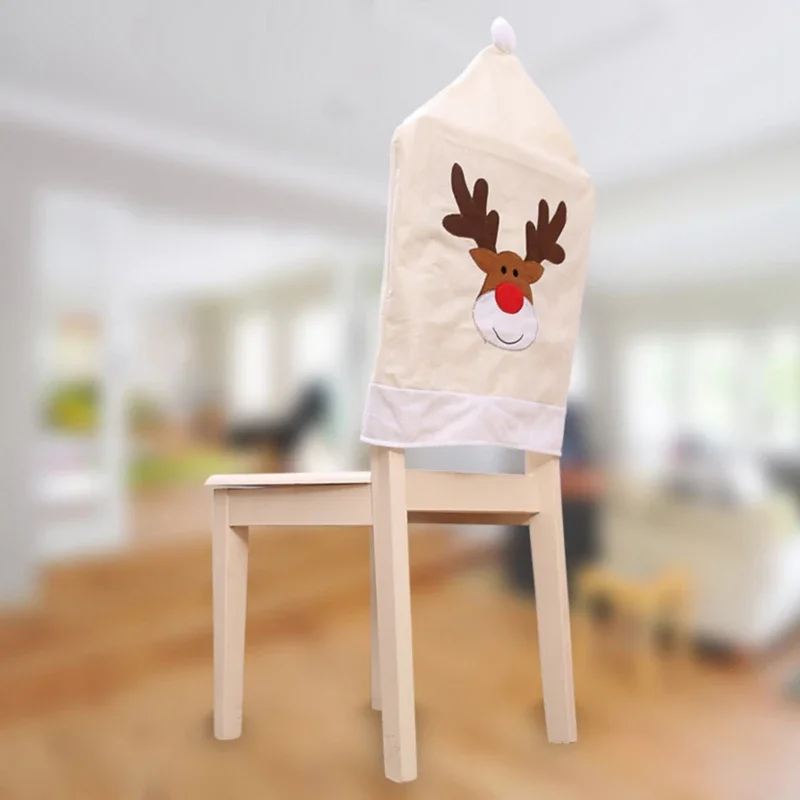 1/3/6/12PCS Christmas Chair Back Cover Beige Non-woven Dinner Chair Back Covers Home Restaurant Hotel Scene Decoration Navidad