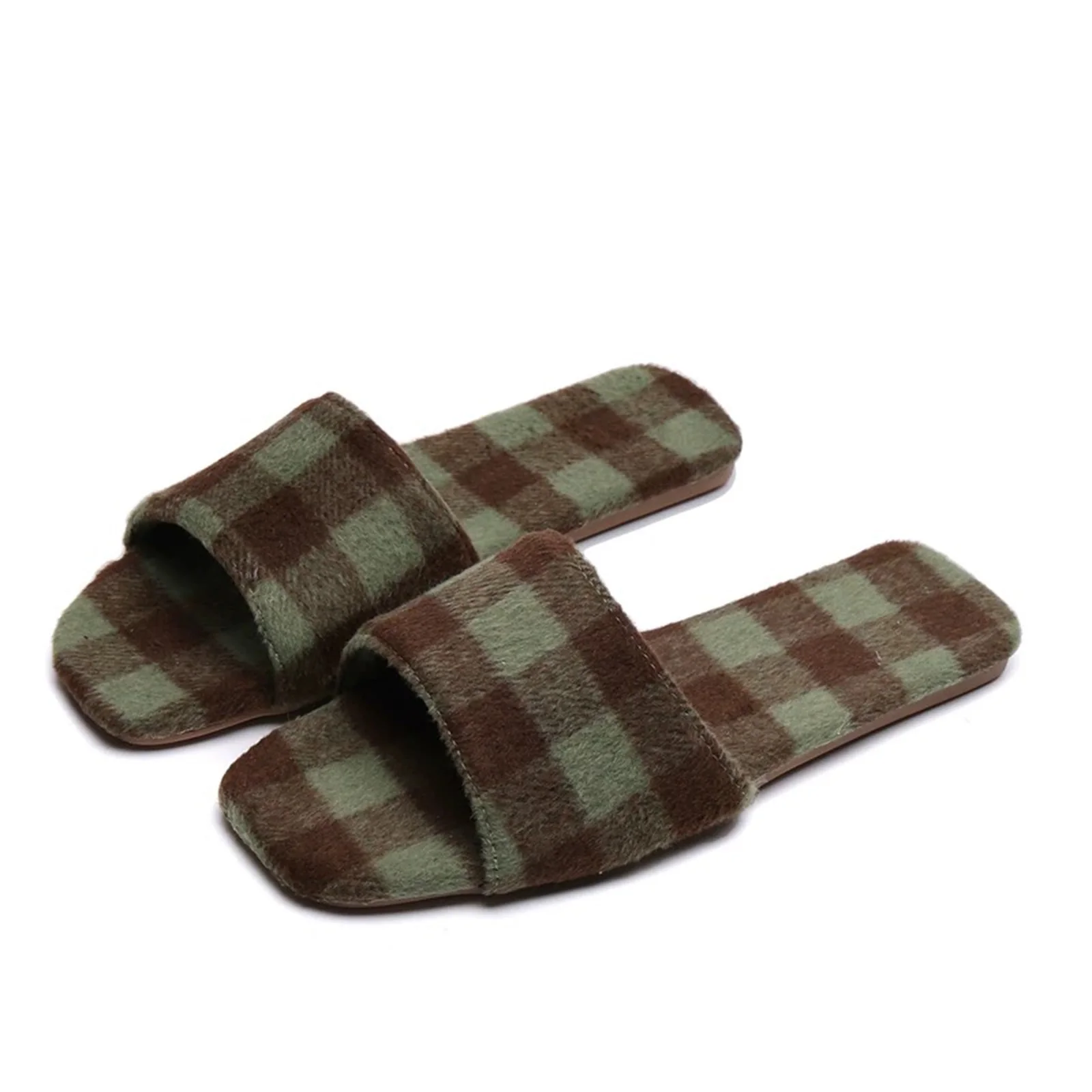 Green checkerboard slippers | Scottish cotton |breathable non-slip slippers for men and women