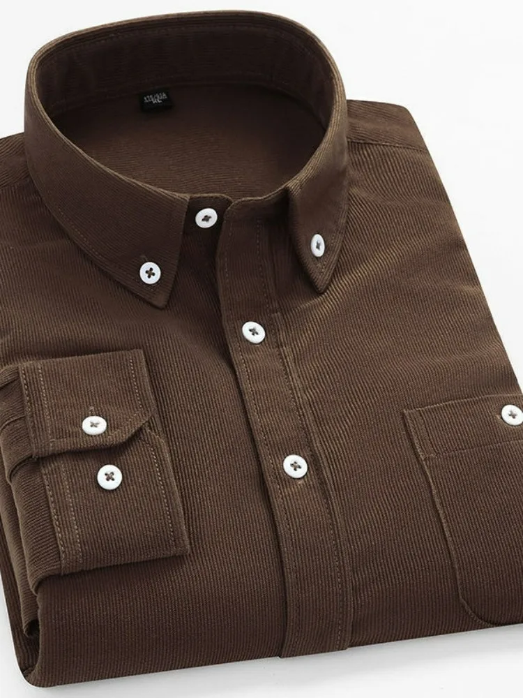 

Весенняя новинка: мужская удлиненная вельветовая повседневная рубашка, приталенная, в корейском стиле, базовая, модная, для ношения под одеждой...