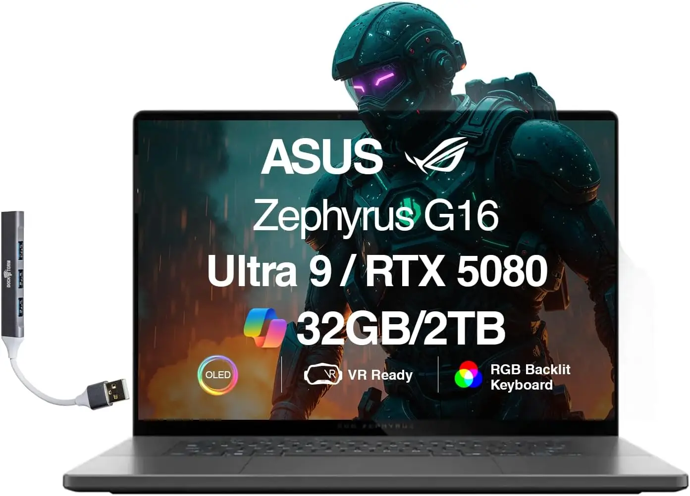 

Игровой ноутбук ASUS ROG Zephyrus G16 AI с 16-дюймовым OLED-дисплеем ROG Nebula, Intel Ultra 9, RTX 5080, 32 ГБ ОЗУ, 2 ТБ SSD, Windows 11 Pro