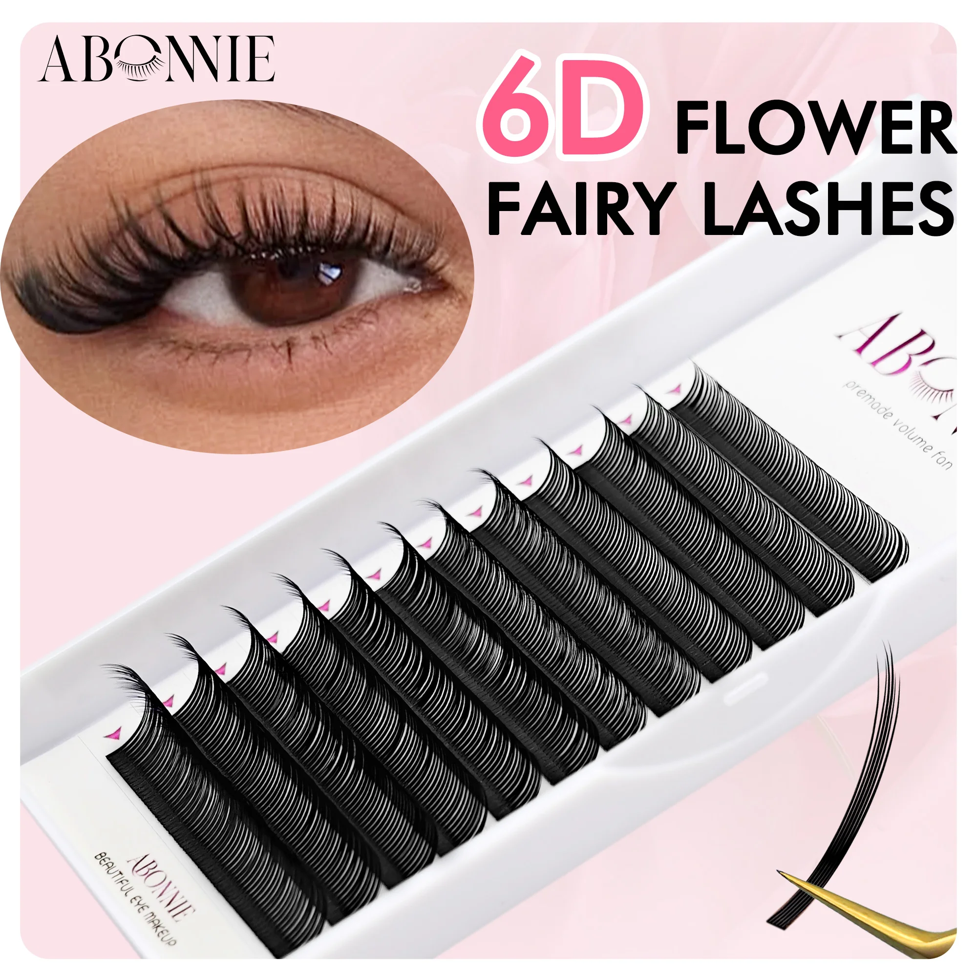 ABONNIE 5D 6D Flower Lashes Black Brown Closed Fans Pre-bundled Spikes Grafting Eyelash Individual Easy Fan Eyelash Extensions