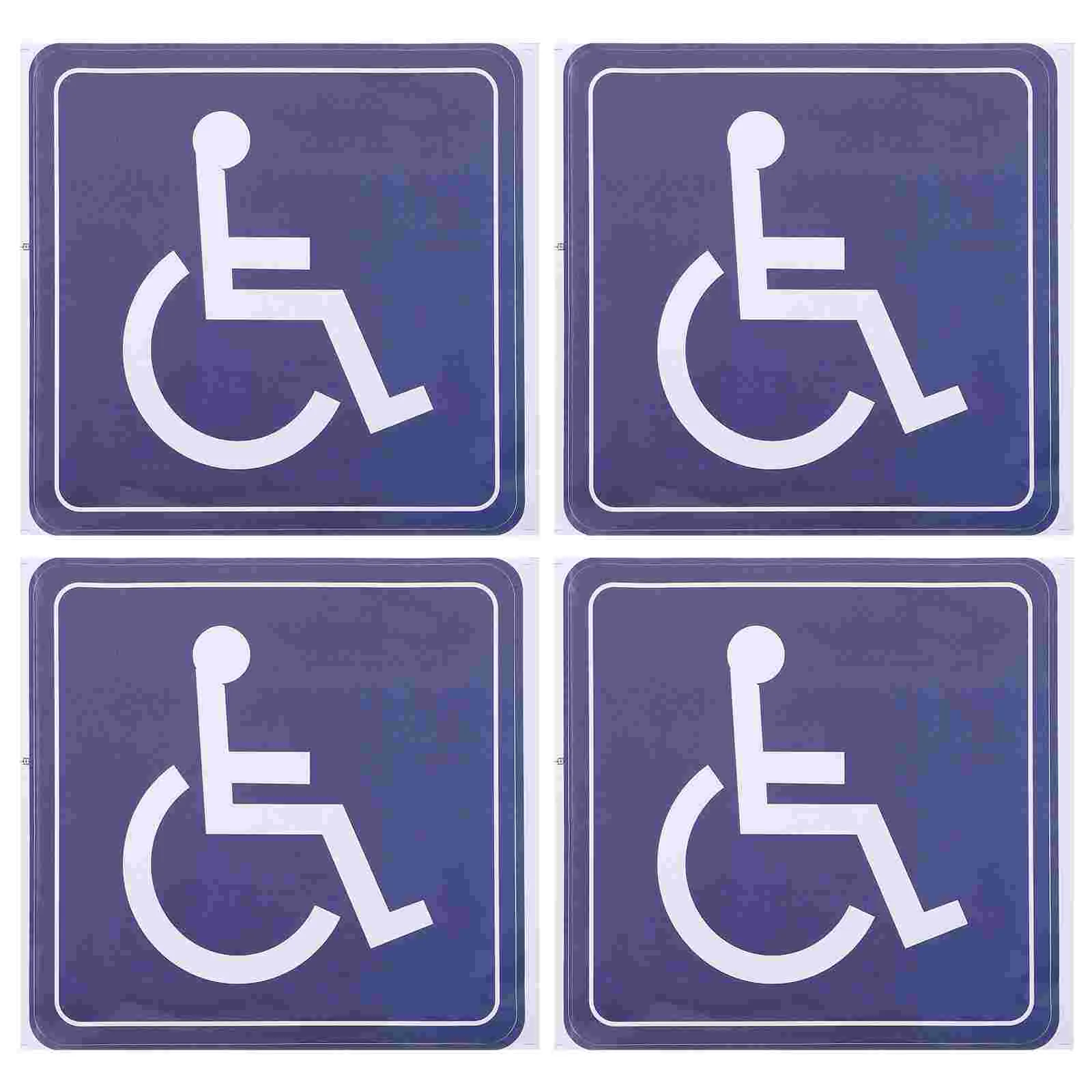 

4 Pcs Wheelchair Sign Disabled Sticker Decals Parking Car Stickers Outdoor Self Adhesive Symbol Disability Pvc Signs Office