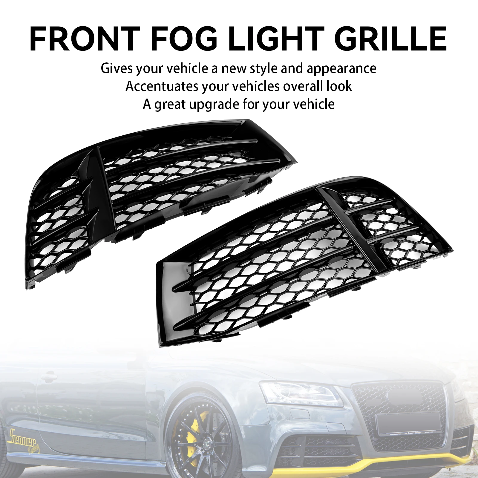 

Artudatech Front Bumper Lower Fog Light Cover Grill Grille Fit Audi RS5 2010-2016