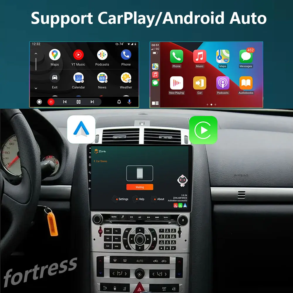 Carplay per Peugeot 407 2004 - 2011 Multimedia Autoradio navigazione GPS Autoradio 4G 2Din Android 13 lettore Video automatico 8G + 128G