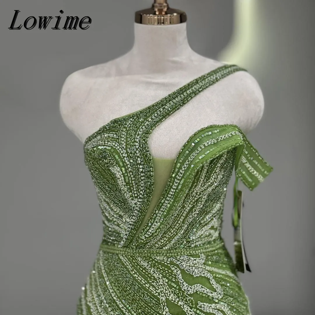 

New 2025 Sexy Slit Mermaid Evening Dress Beaded One-Shoulder Sleeveless Prom Gown Finove plus Size Customized Arrivals فسات