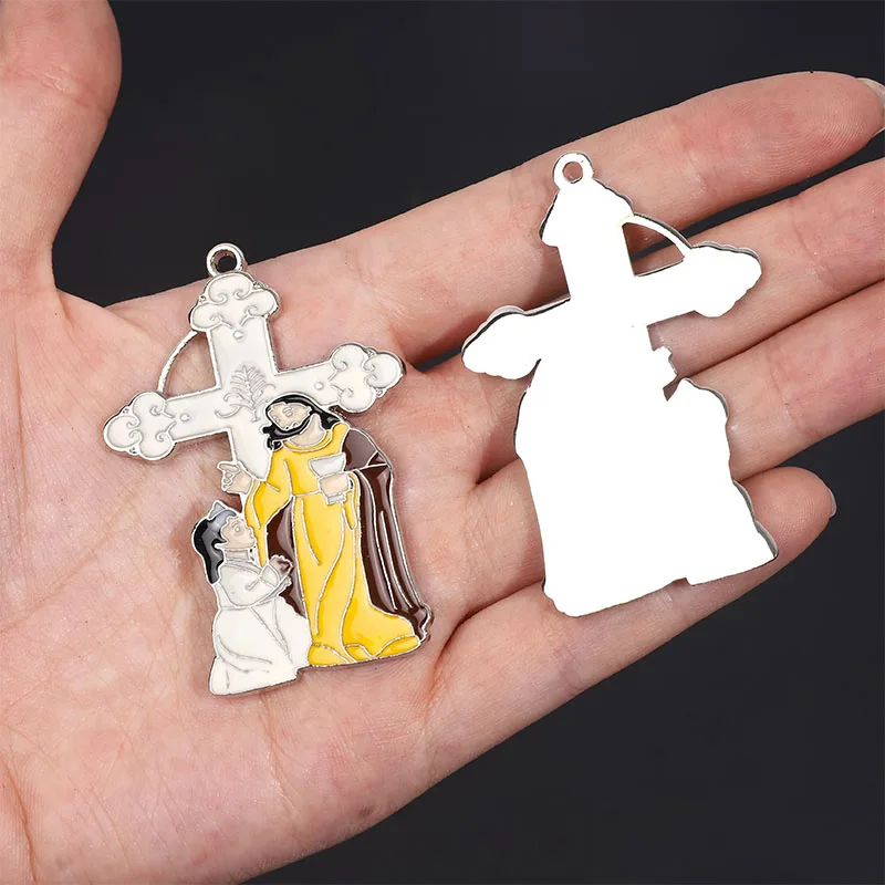 New Large Cross Pendant Jesus Figure Pendant Connector Catholic Large Rosary Center Medal