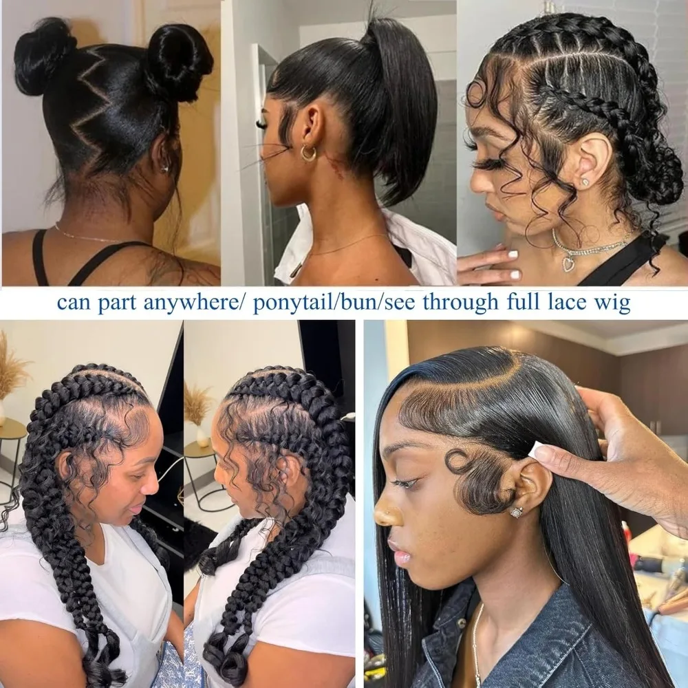 Wig Rambut Manusia Renda Penuh 12-18 Inci Wig Renda Utuh Buatan Tangan Renda Transparan Lurus Rambut Perawan Brasil 12A Pra Pencabutan