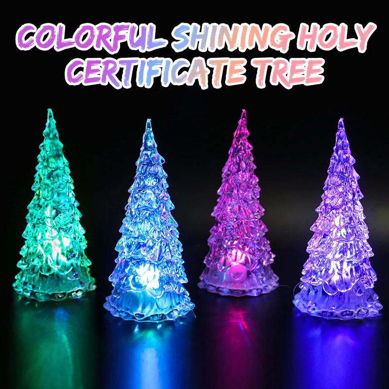 Lampu meja LED berubah warna pohon Natal, lampu meja dengan tujuh warna dekorasi Natal rumah bercahaya romantis