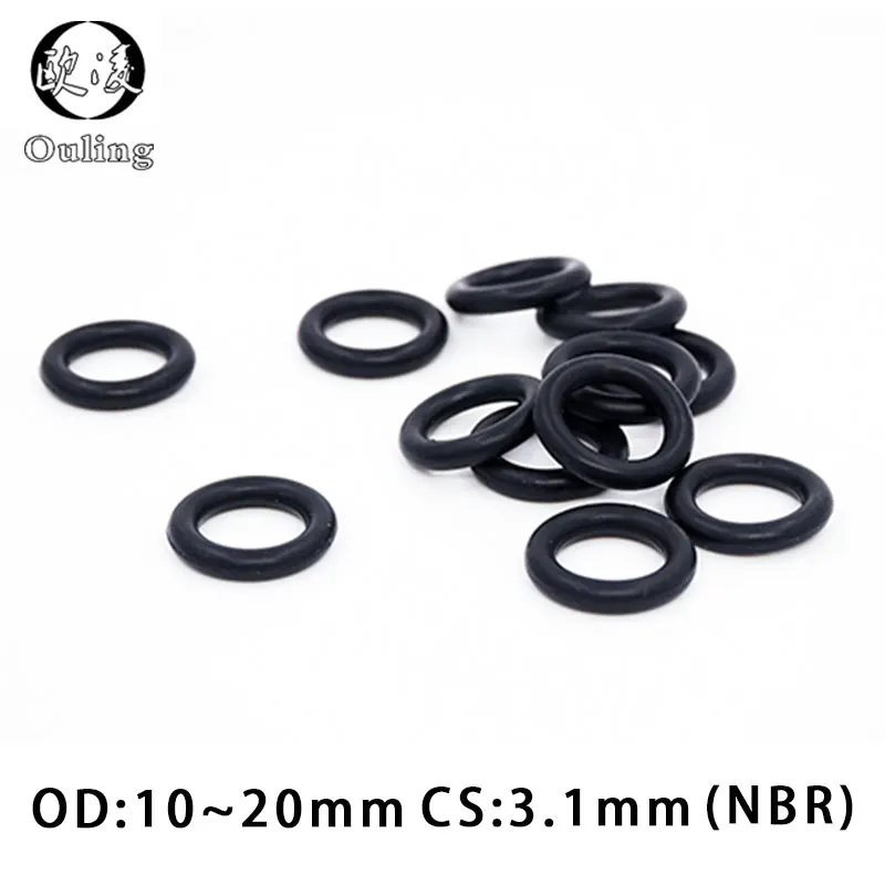 60PCS/lot Rubber Ring NBR Sealing O-Ring CS3.1mm Thickness OD10/11/12/13/14/15/16/17/18/19/20mm O Ring Seal Gasket Rings Washer