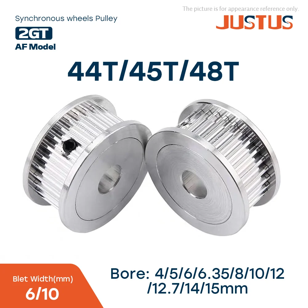 

GT2 44T/45T/48Teech Timing Pulley Bore 4/5/6/6.35/8/10/12/12.7/14/15mm Part For Width 6/10mm Timing Belt 3D Printer CNC Parts
