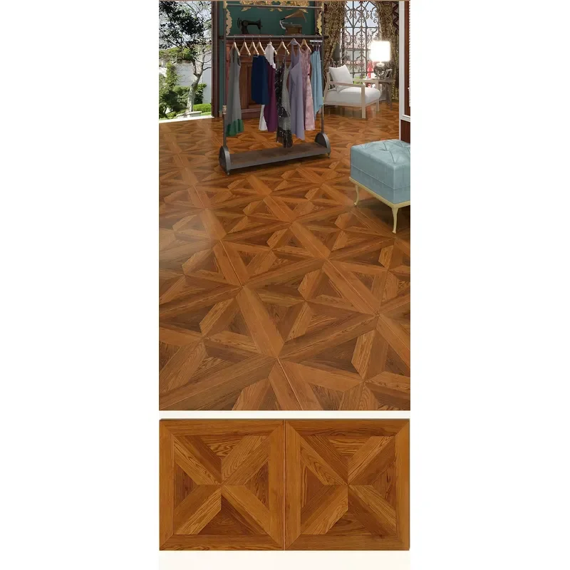 Multi-Layer Solid Wood Parquet Tiles for Floor, Modern European Waterproof Click Engineered Flooring for Villa Living Room