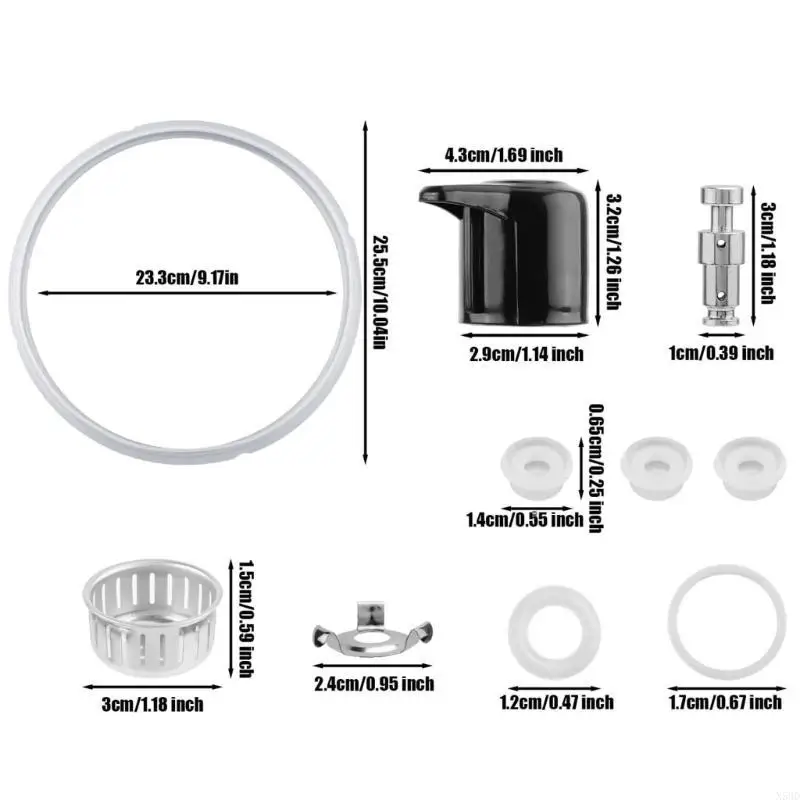 Juego válvulas liberación para olla a presión, con anillos sellado, pieza escape para olla a presión, 8