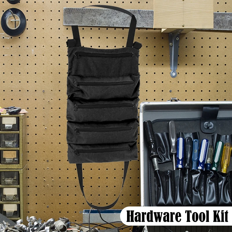 Oxford Tool Bag--47x28cm Multilayer Organizer with Zipper Pouch for Automotive, Home Repair, Woodworking