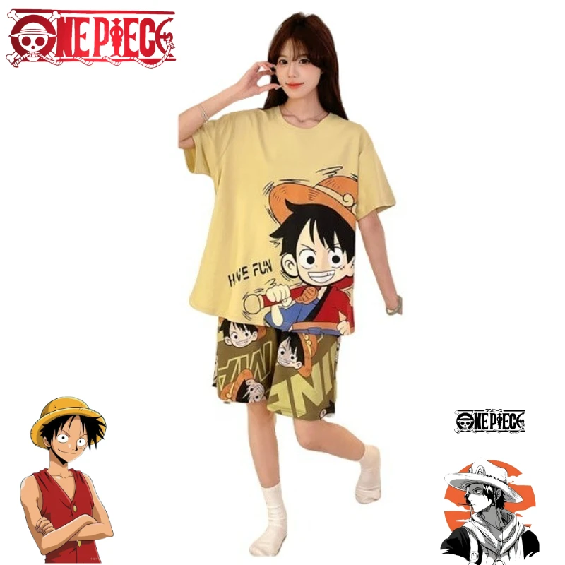 

One Piece Monkey D Luffy cartoon cute children's home clothes personalized girls summer pajamas short sleeved shorts gift
