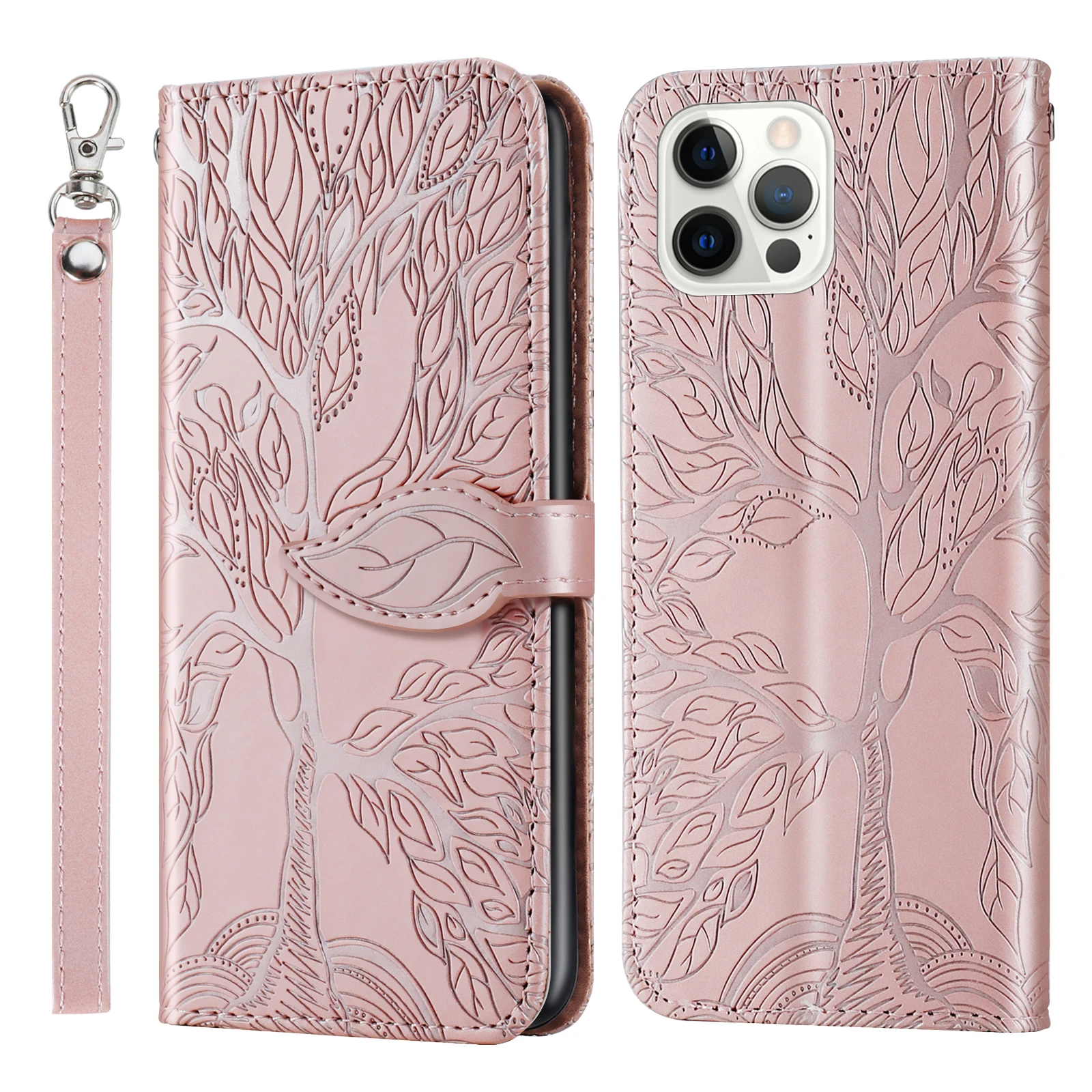 

For Apple Iphone 15 / 15 Pro / 15 Plus / 15 Pro Max case, Tree of Life leather case with card slot, clamshell leather case