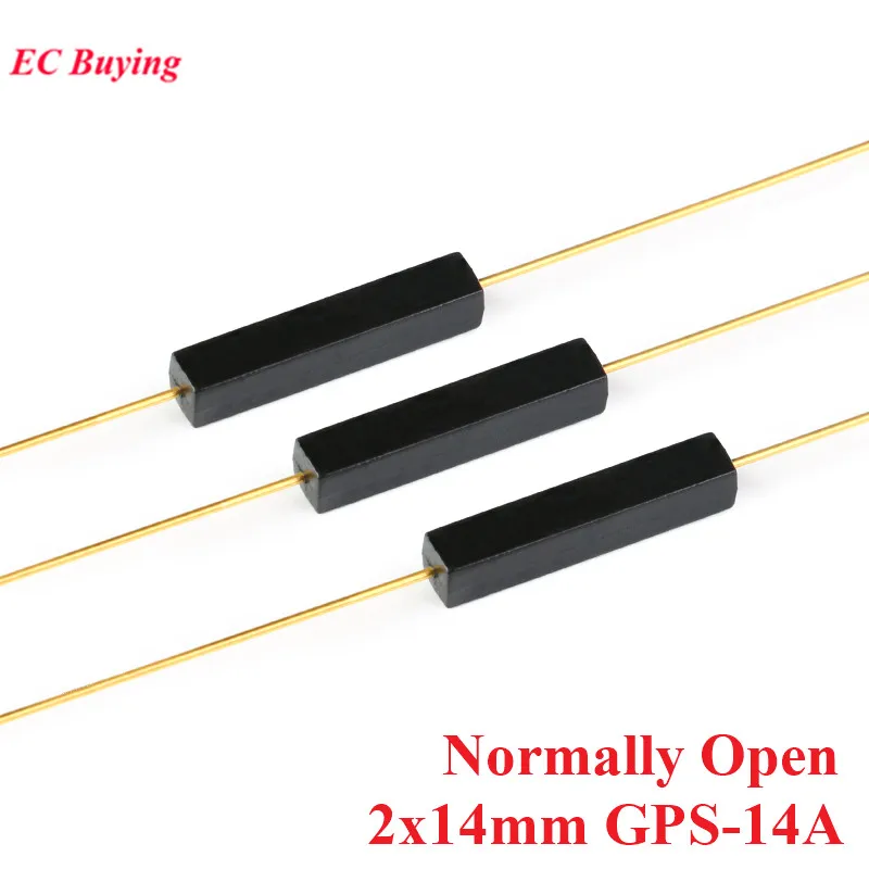 100 pces/1pc GPS-14A 2*14mm interruptor de palheta normalmente aberto 14mm interruptor de controle magnético anti vibração sem sensor tipo plástico