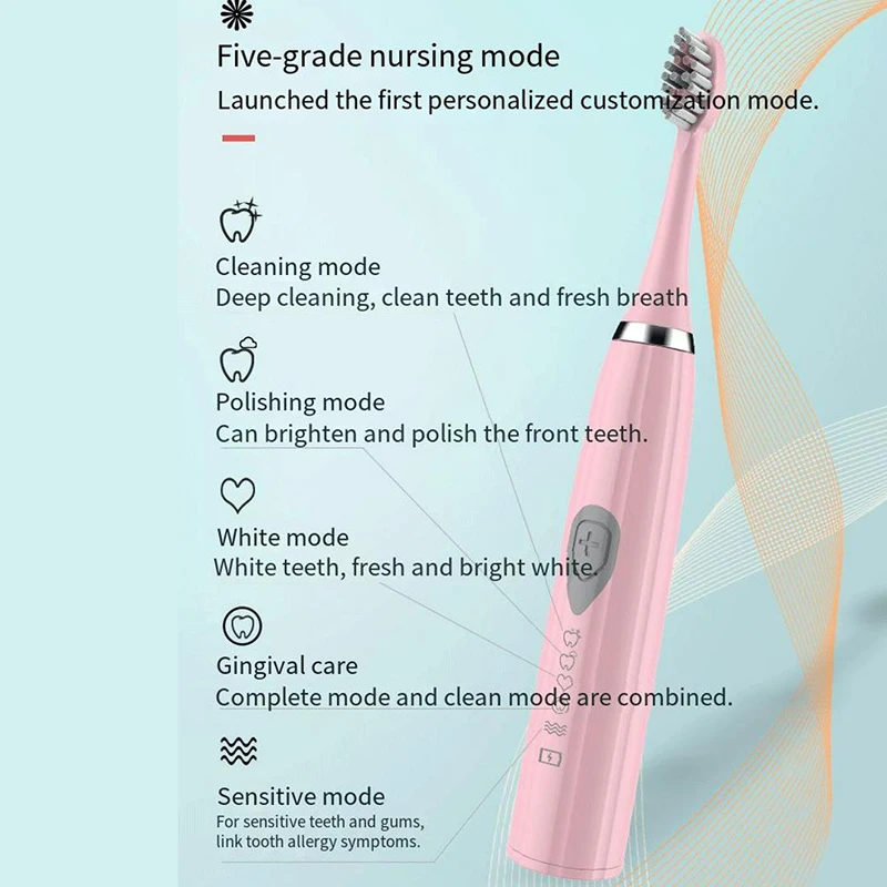 JAVEMAY Sonic Electric Toothbrush USB Charging Smart Timer Tooth Brush IPX7 Waterproof Teeth Whitening Ultrasonic Brushes J284