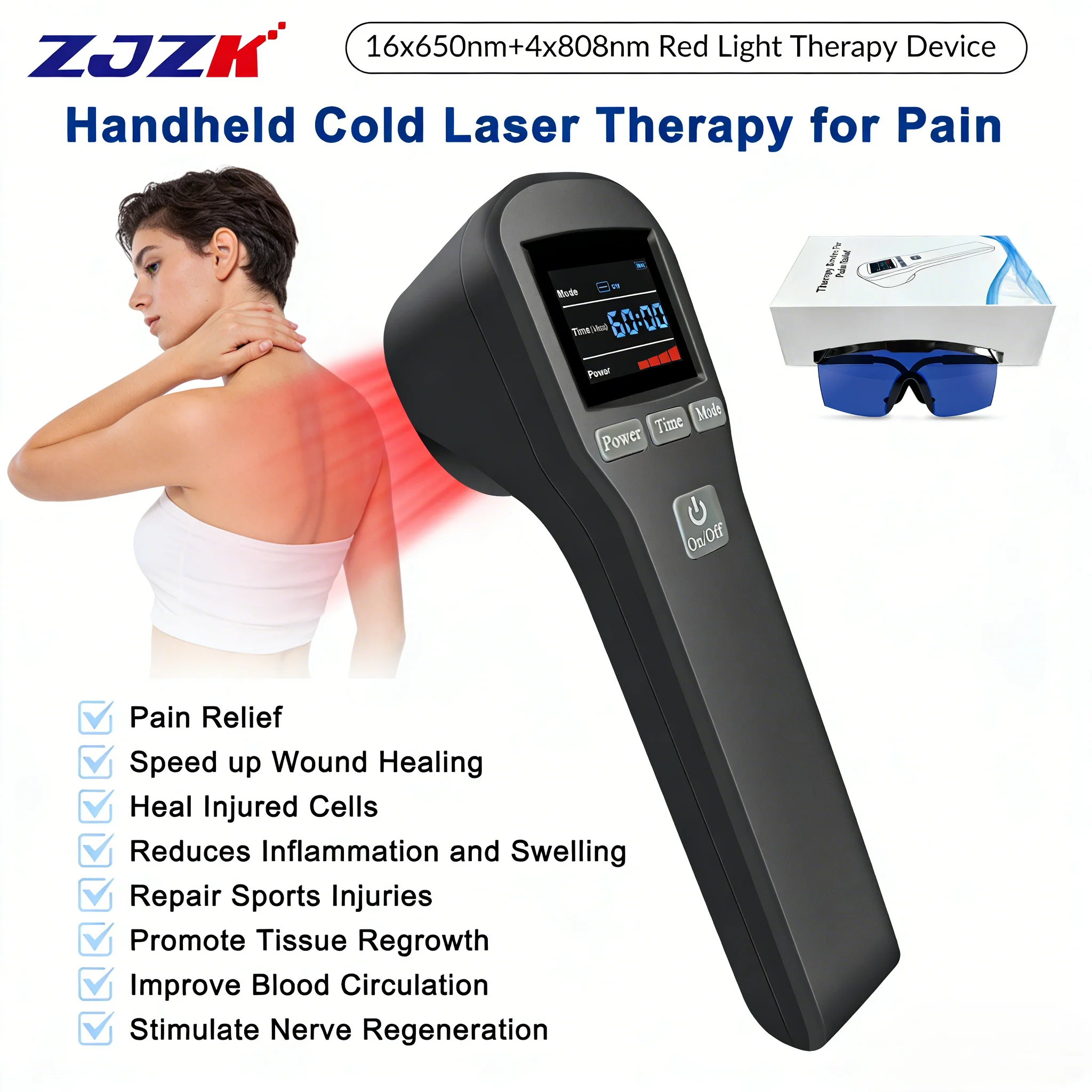 2026 Rechargeable Infrared Red Light Low Level Cold Laser Therapy Device for Sciatica Back Shoulder Pain and Herniated Discs
