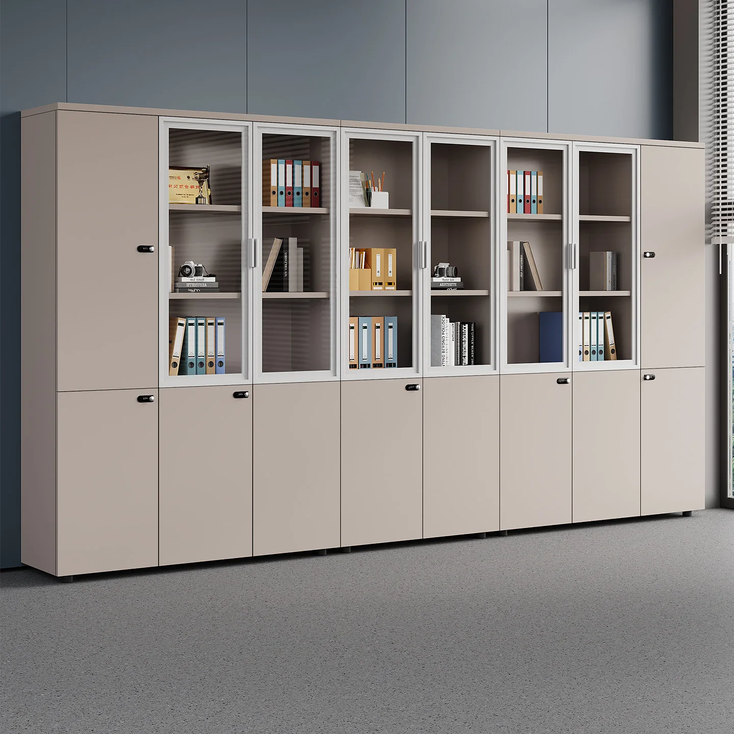 Storage File Cabinet Office Book File Drawer Cabinet Storage File Wooden Locked Floor-to-Floor Secret Cabinet