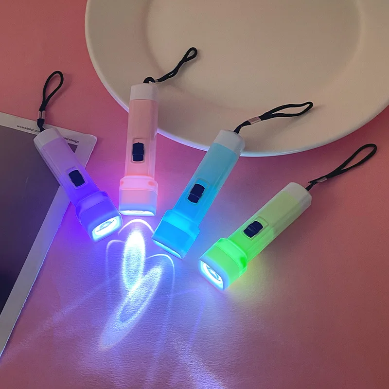 10/24pcs Mini Flashlight Keychain Macaron Color Portable LED Lighting Lamps Toy Gift Random Color