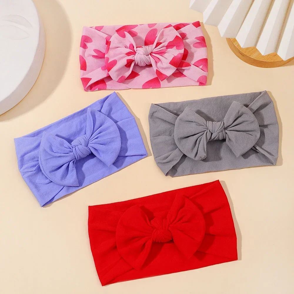 

1Pc Simple Solid Color Broadside Bowknot Headband for Baby Girl Elastic Hair Band Basic Turban Headwear Infant Hair Accessories